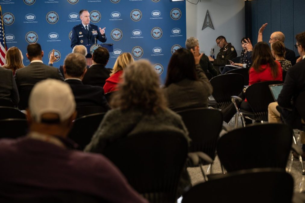 Pentagon Press Secretary Air Force Brig. Gen. Pat Ryder speaks during a press conference at the Pentagon, Washington, D.C., Feb. 8, 2023. (DoD photo by U.S. Air Force Tech. Sgt. Jack Sanders)